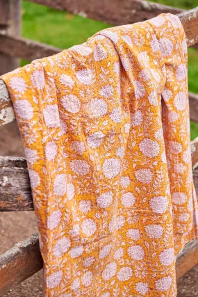 Kantha Quilt Golden Dahlia