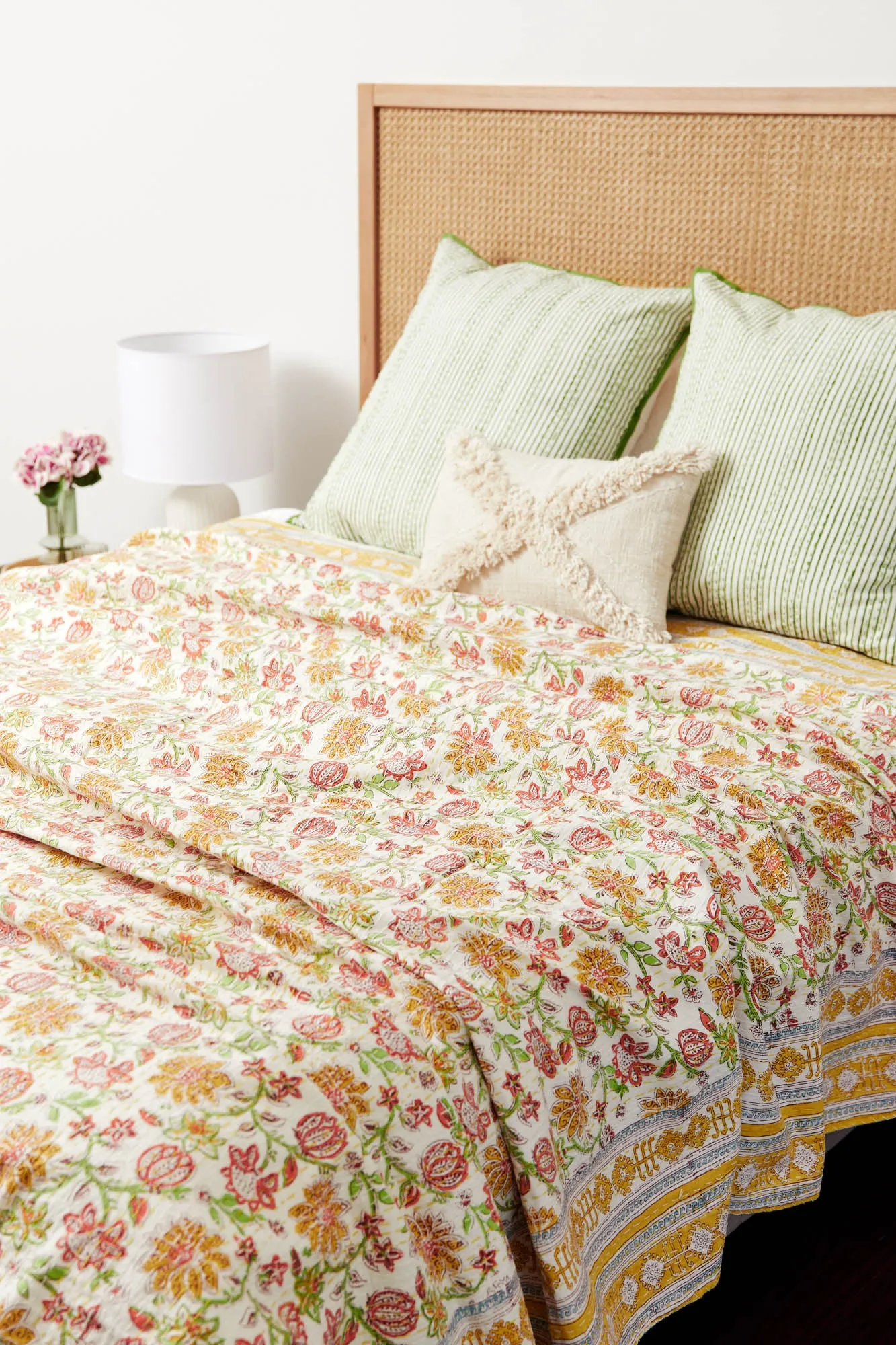 Kantha Quilt Golden Vine