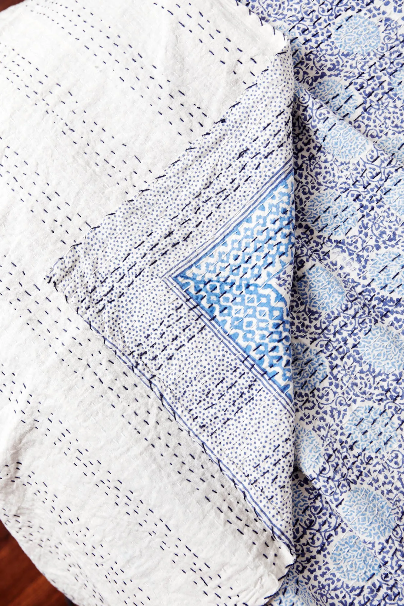 Kantha Quilt Indigo Eve Garden