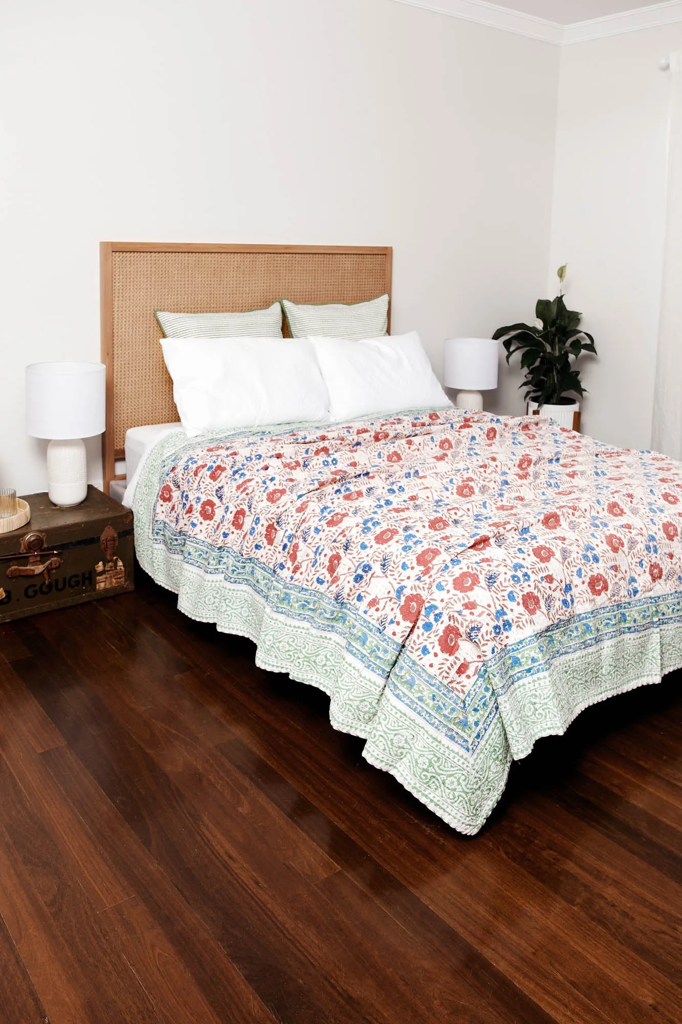 Kantha Quilt Red Roses