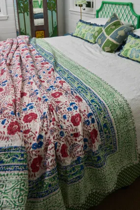 Kantha Quilt Red Roses