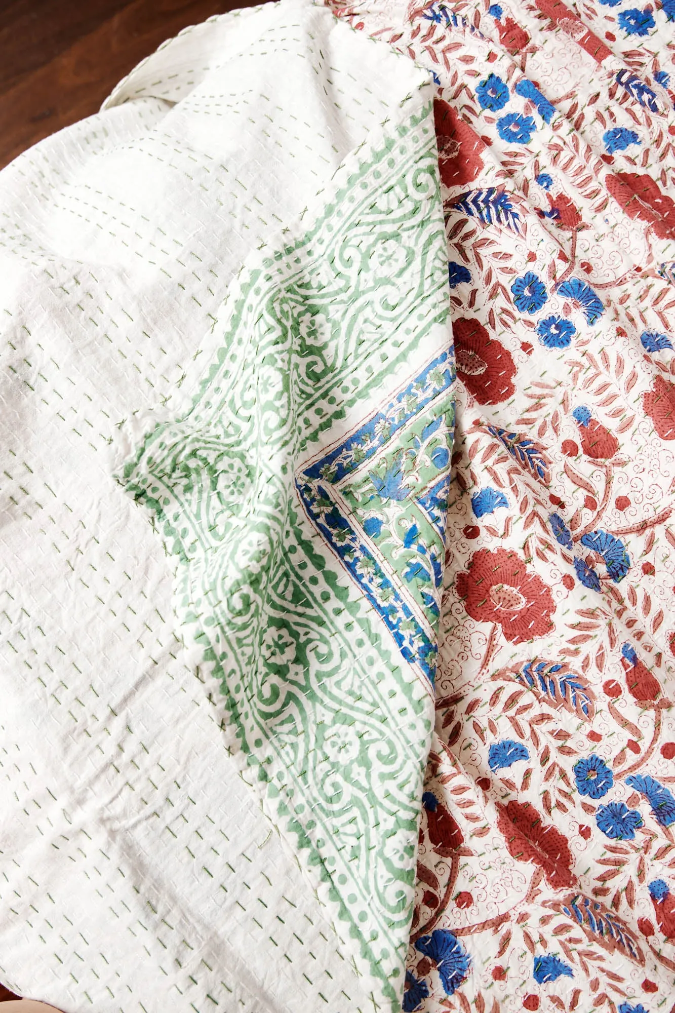 Kantha Quilt Red Roses