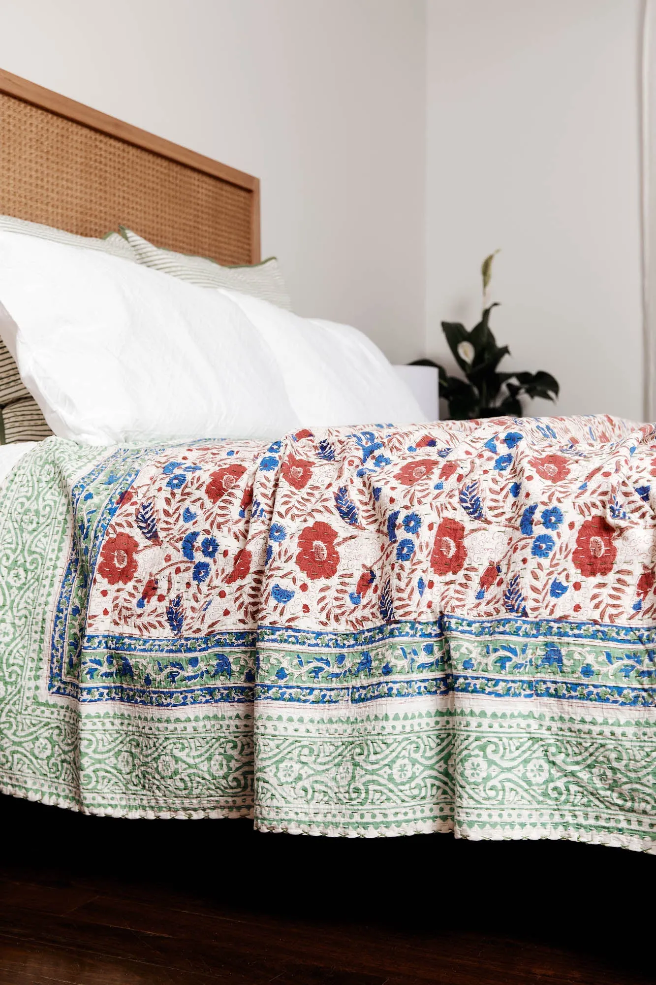 Kantha Quilt Red Roses