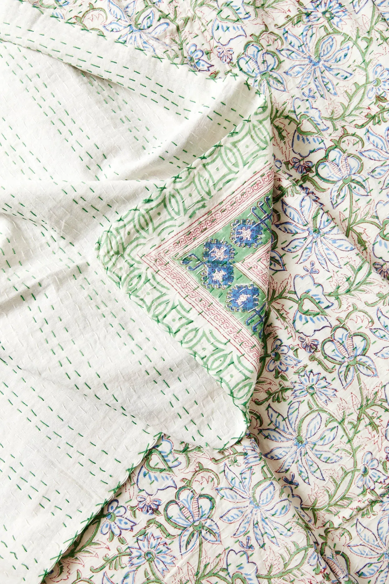 Kantha Quilt Spring Garden