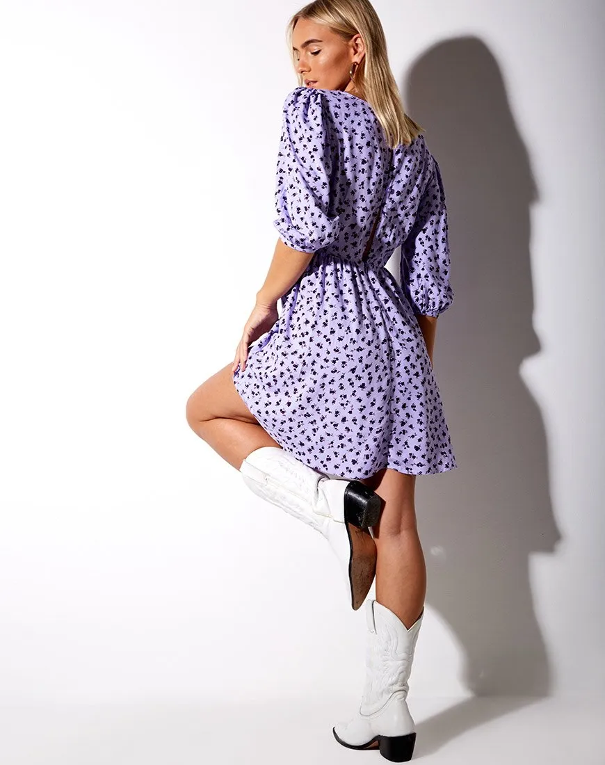 Kezie Babydoll Dress in Dainty Daisy Lilac