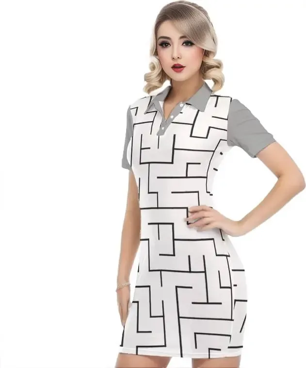 Labyrinth Womens Polo Collar Dress