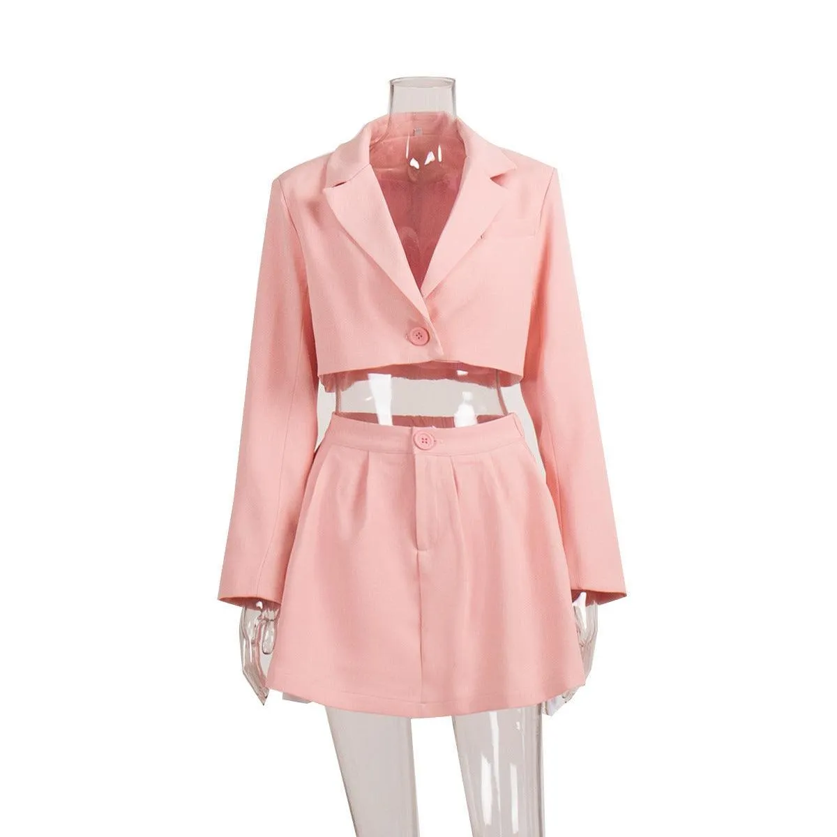 Ladies Crop Blazer and Pleated Skirt Sets TZ0119