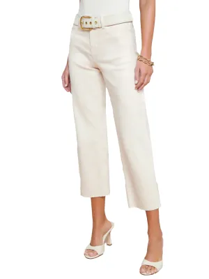 L'AGENCE Wanda Coated Cropped Wide-Leg Jean