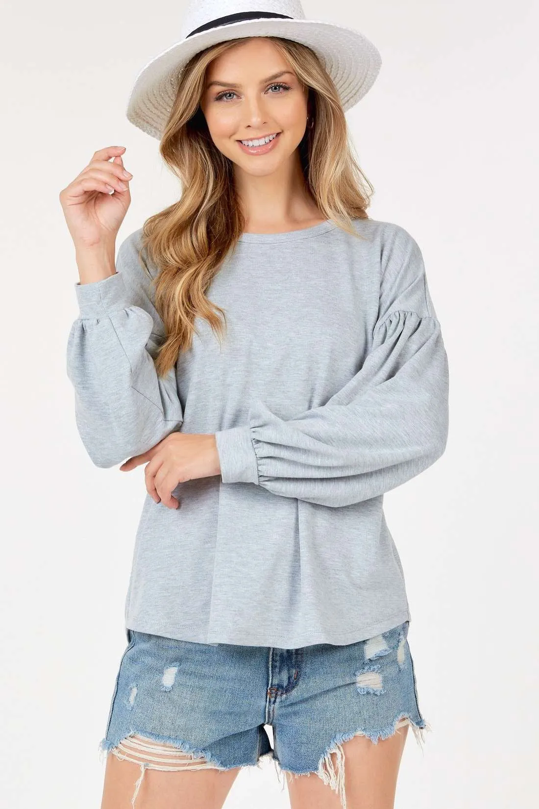 Lantern Sleeve Knit Top