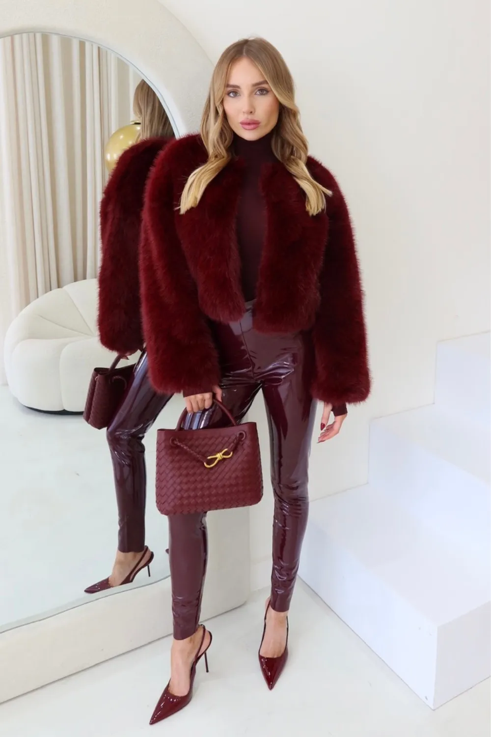 Lauren burgundy faux fur jacket