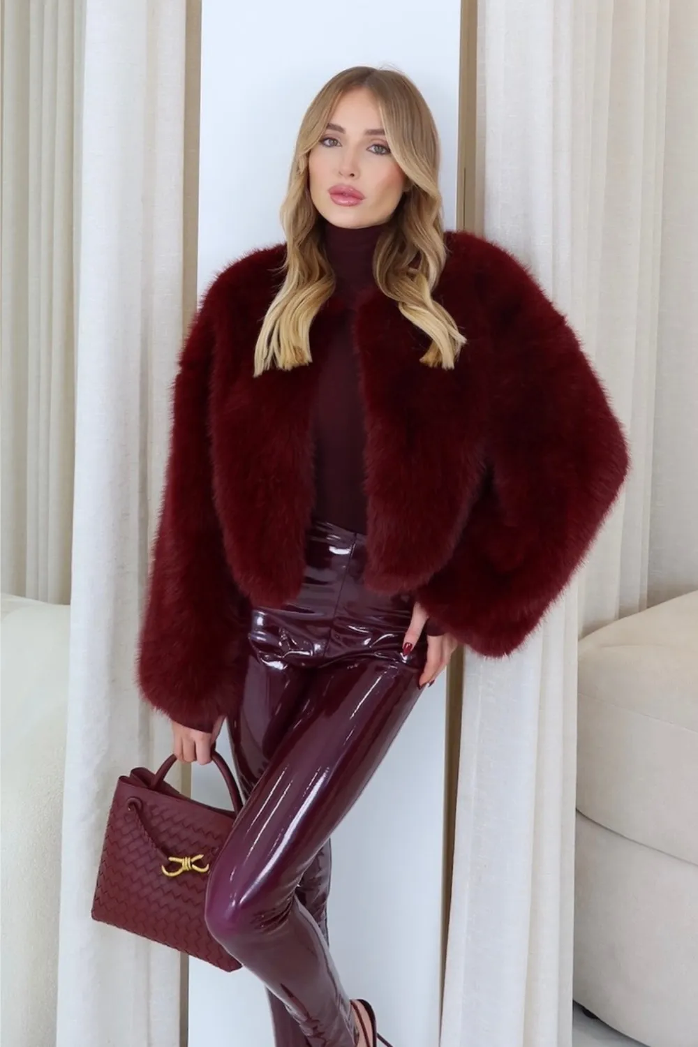 Lauren burgundy faux fur jacket