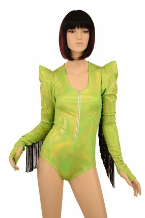 Lime Holo Fringe Romper