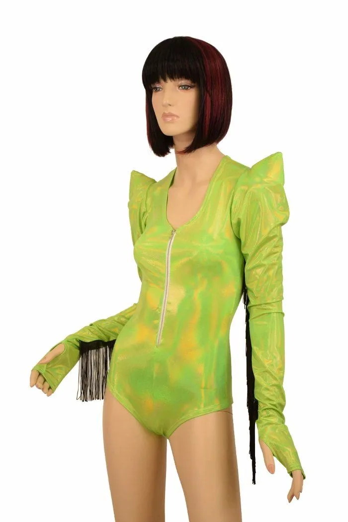 Lime Holo Fringe Romper