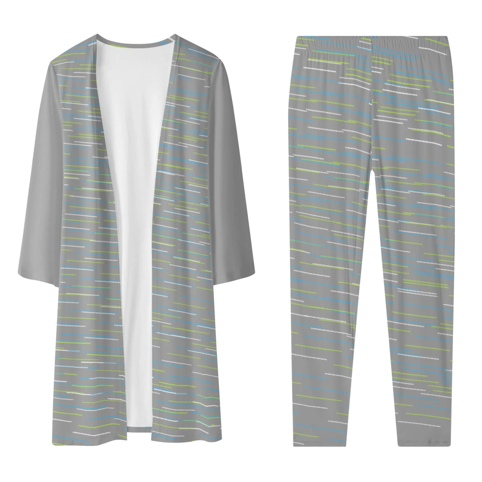 Linear Women's Long Sleeve Cardigan and Leggings 2pcs