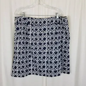 LizGolf Claiborne Cotton Stretch Woven Ribbon Grid Print Skort Skirt Womens 16W