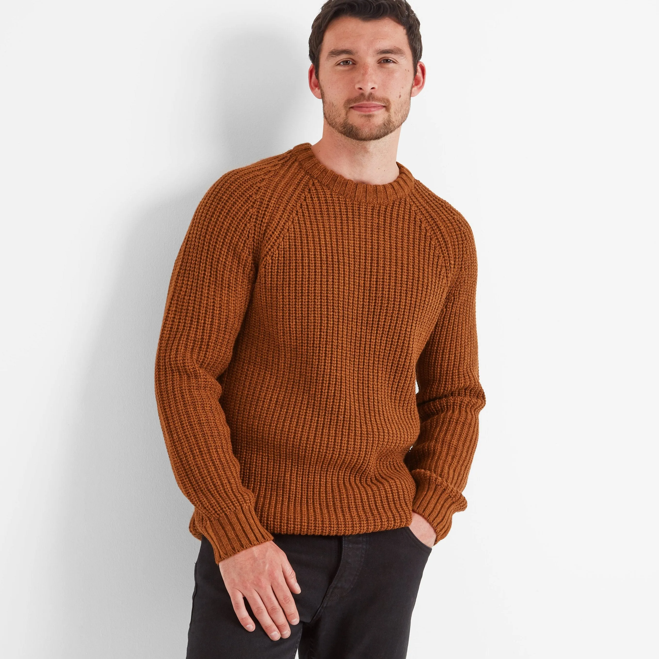 Logan Mens Knitted Jumper - Cinnamon