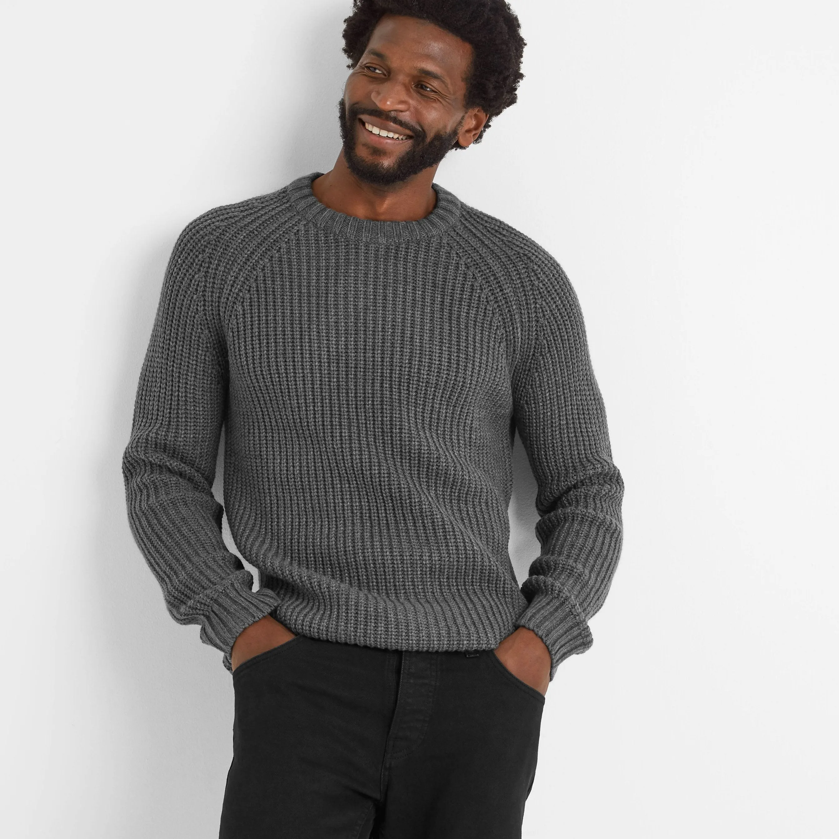 Logan Mens Knitted Jumper - Soot Grey