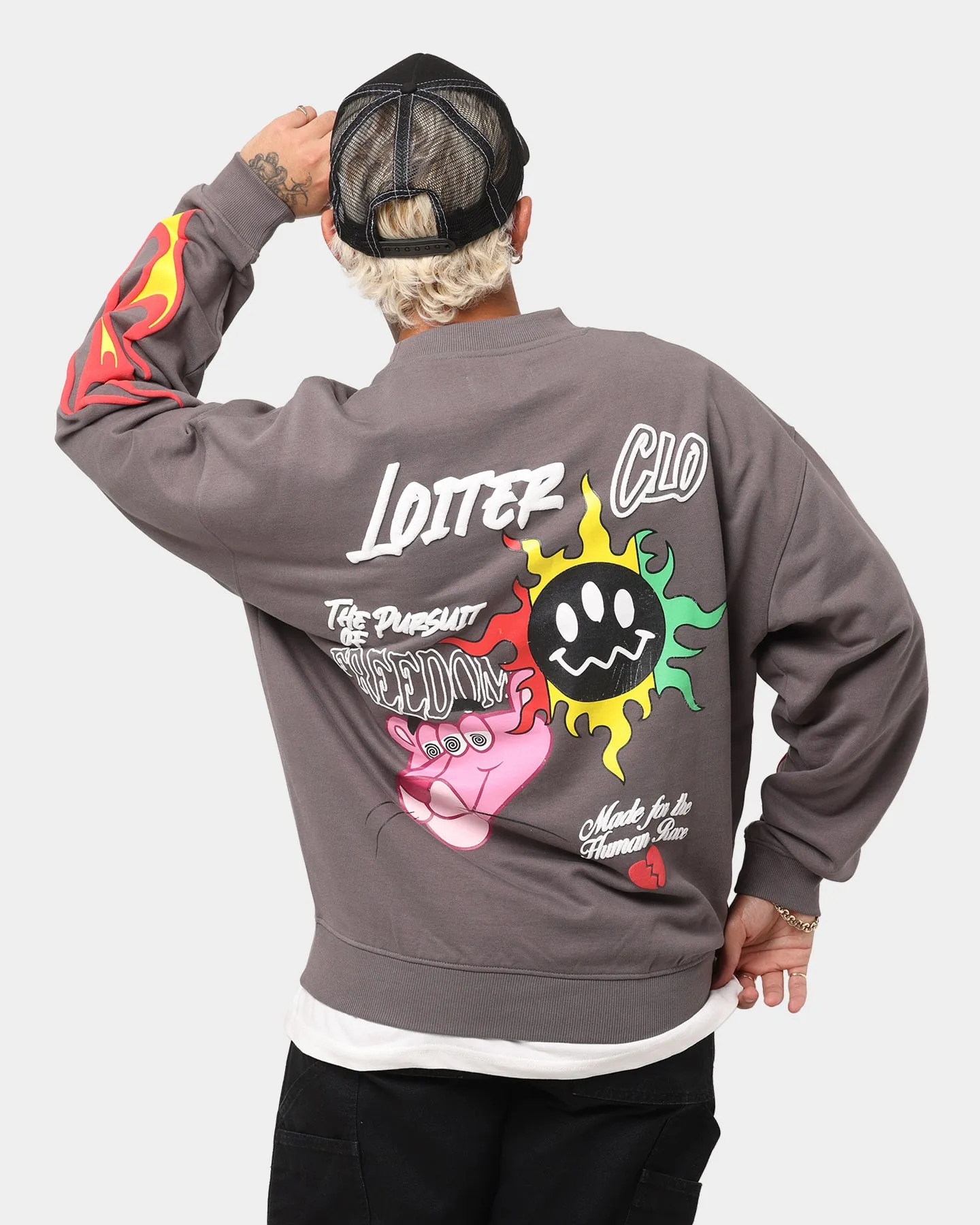 Loiter Freedom Multi Logo Crewneck Charcoal