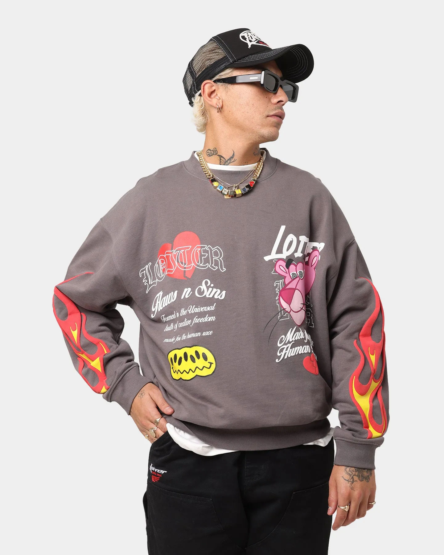 Loiter Freedom Multi Logo Crewneck Charcoal