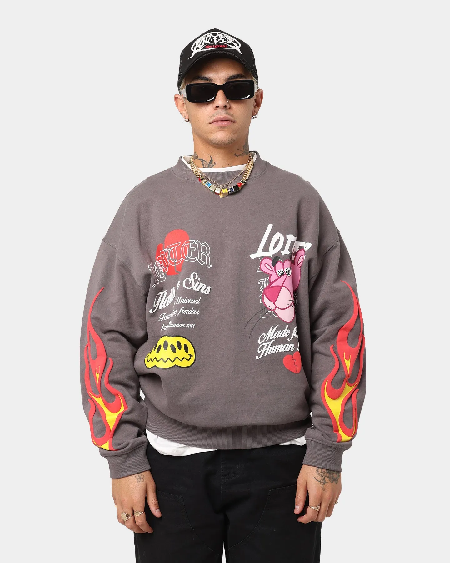 Loiter Freedom Multi Logo Crewneck Charcoal