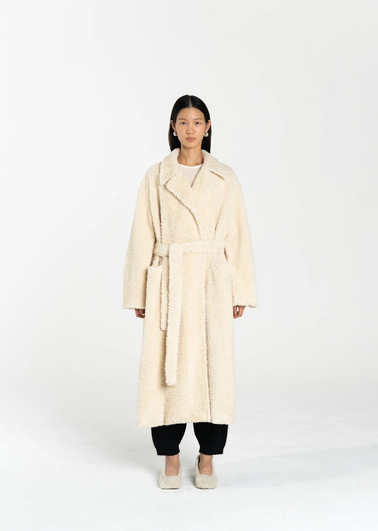 Long Curly Wrap Overcoat