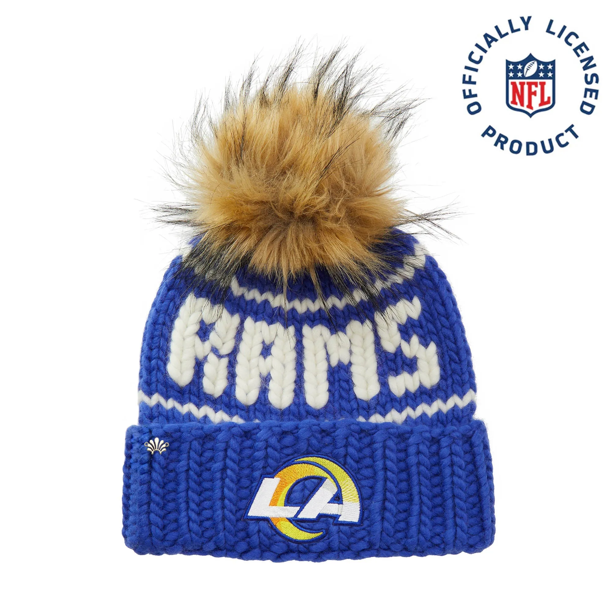 LOS ANGELES RAMS LELE SADOUGHI X NFL ROYAL BLUE BEANIE FAUX FUR POM