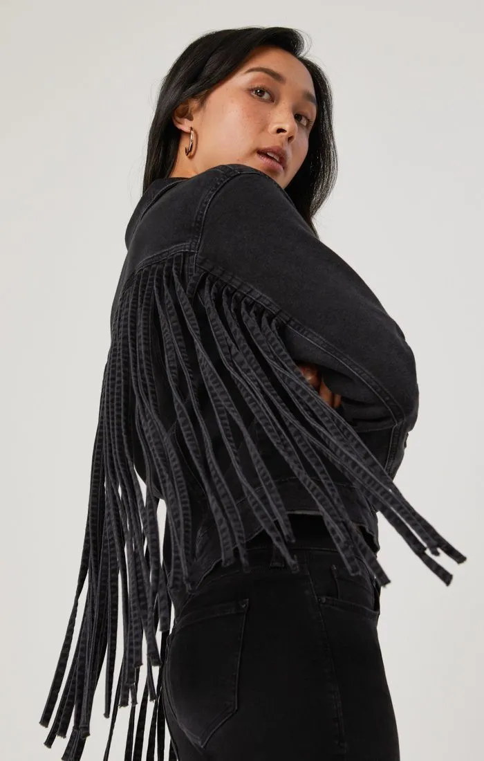 LUNA JACKET IN SMOKE FRINGE GOLD ICON