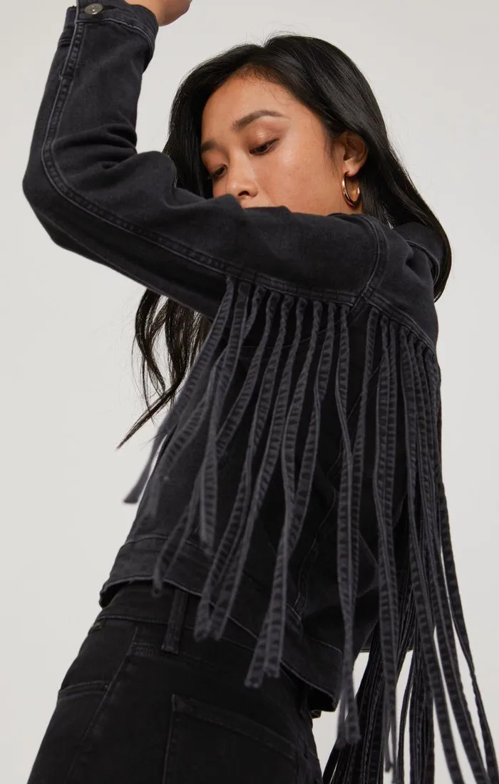 LUNA JACKET IN SMOKE FRINGE GOLD ICON