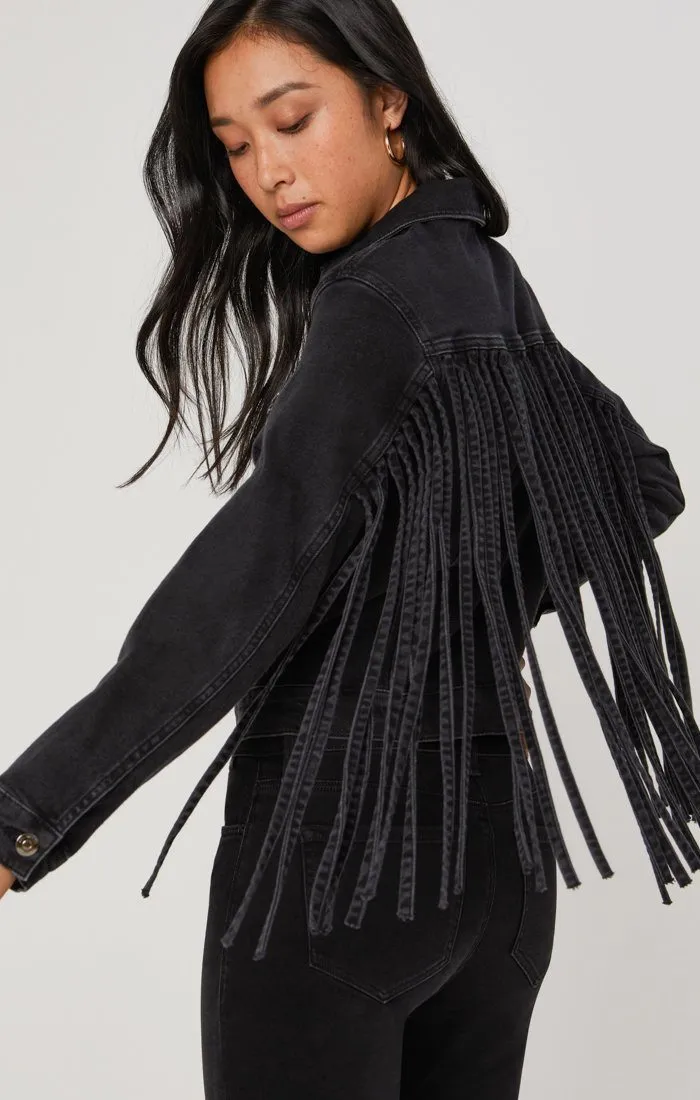 LUNA JACKET IN SMOKE FRINGE GOLD ICON