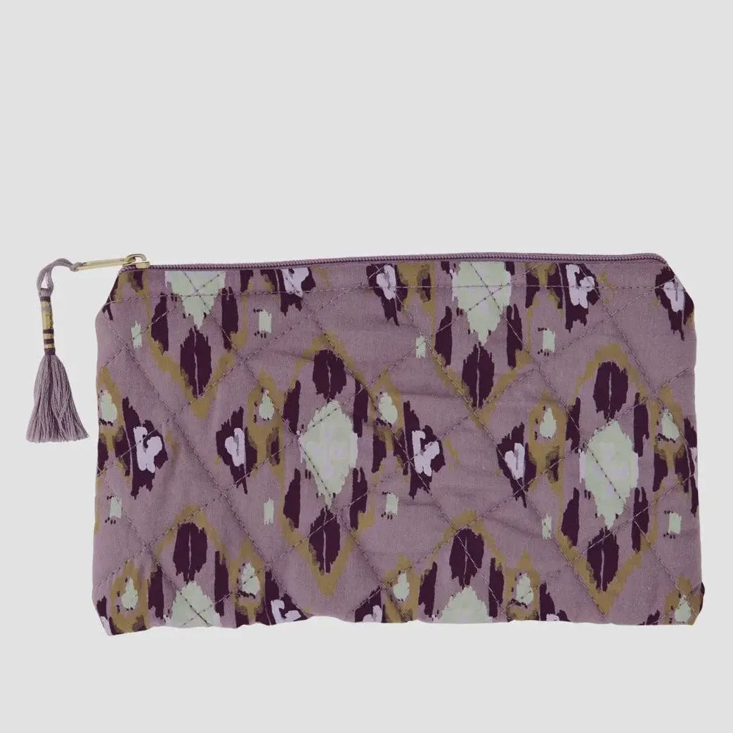 Madam Stoltz Quilted Cotton Pouch Lilac Medium