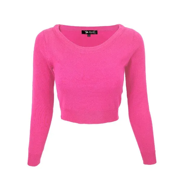 Mak Round Neck Crop Sweater Knit Crop Top S-XL