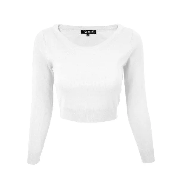 Mak Round Neck Crop Sweater Knit Crop Top S-XL