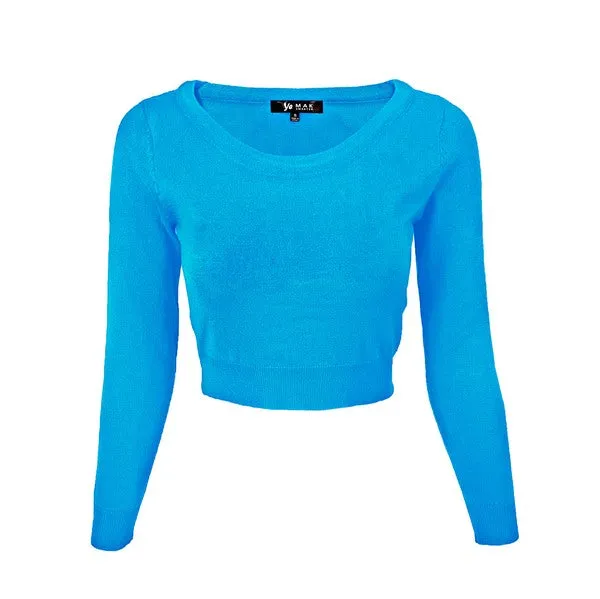 Mak Round Neck Crop Sweater Knit Crop Top S-XL