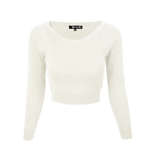 Mak Round Neck Crop Sweater Knit Crop Top S-XL