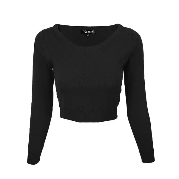 Mak Round Neck Crop Sweater Knit Crop Top S-XL