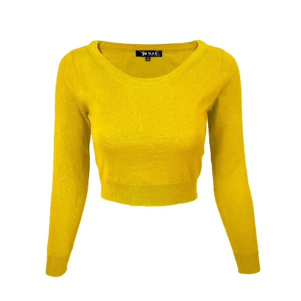 Mak Round Neck Crop Sweater Knit Crop Top S-XL