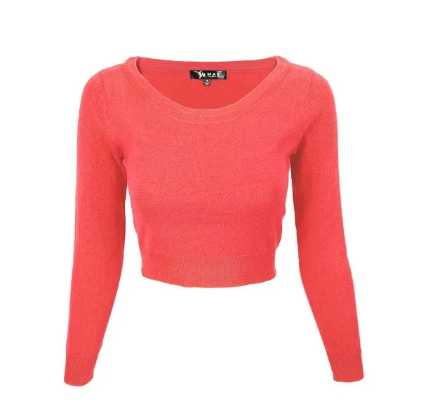 Mak Round Neck Crop Sweater Knit Crop Top S-XL