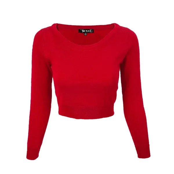 Mak Round Neck Crop Sweater Knit Crop Top S-XL