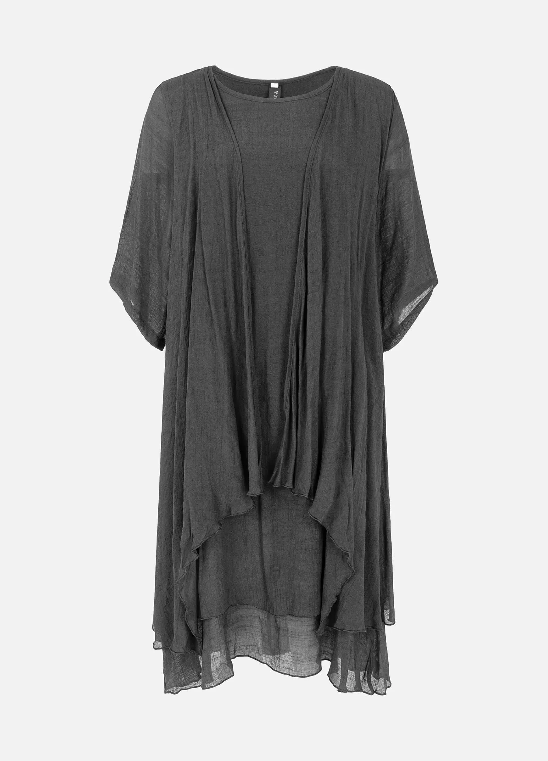 MECALA Women's Cardigan Dress with Wooden Feather Necklace(Clearance)