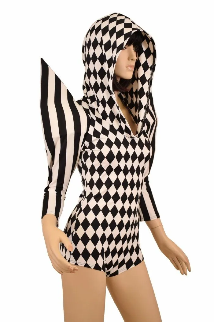 Mega Sharp Shoulder Hoodie Romper