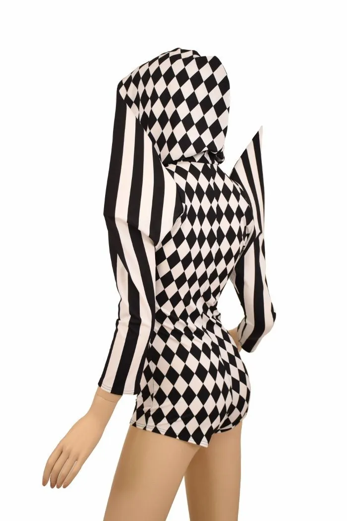 Mega Sharp Shoulder Hoodie Romper