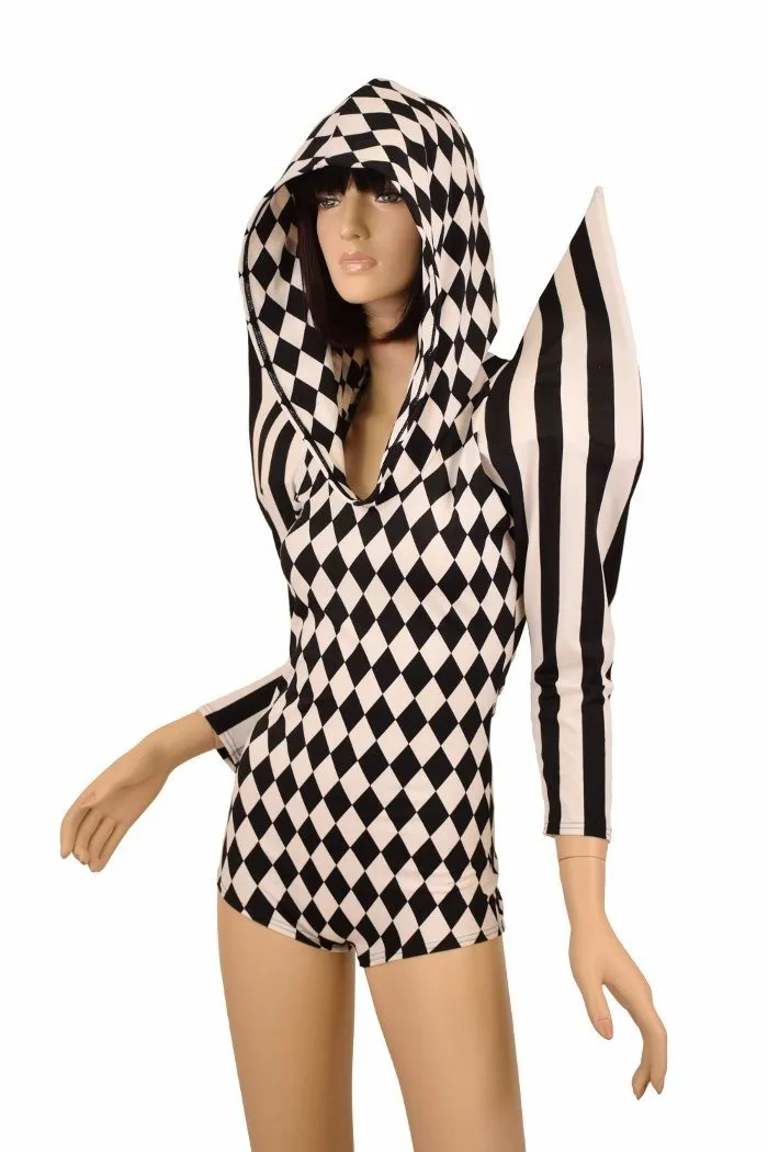 Mega Sharp Shoulder Hoodie Romper