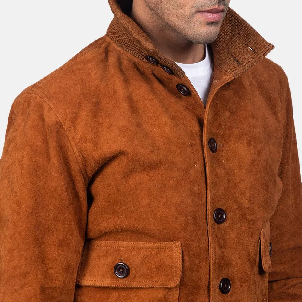 Mens Brown Eaton Suede Leather jacket