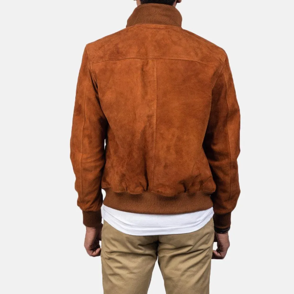 Mens Brown Eaton Suede Leather jacket