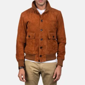 Mens Brown Eaton Suede Leather jacket