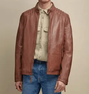 Mens Brown Leather Fashion Jacket