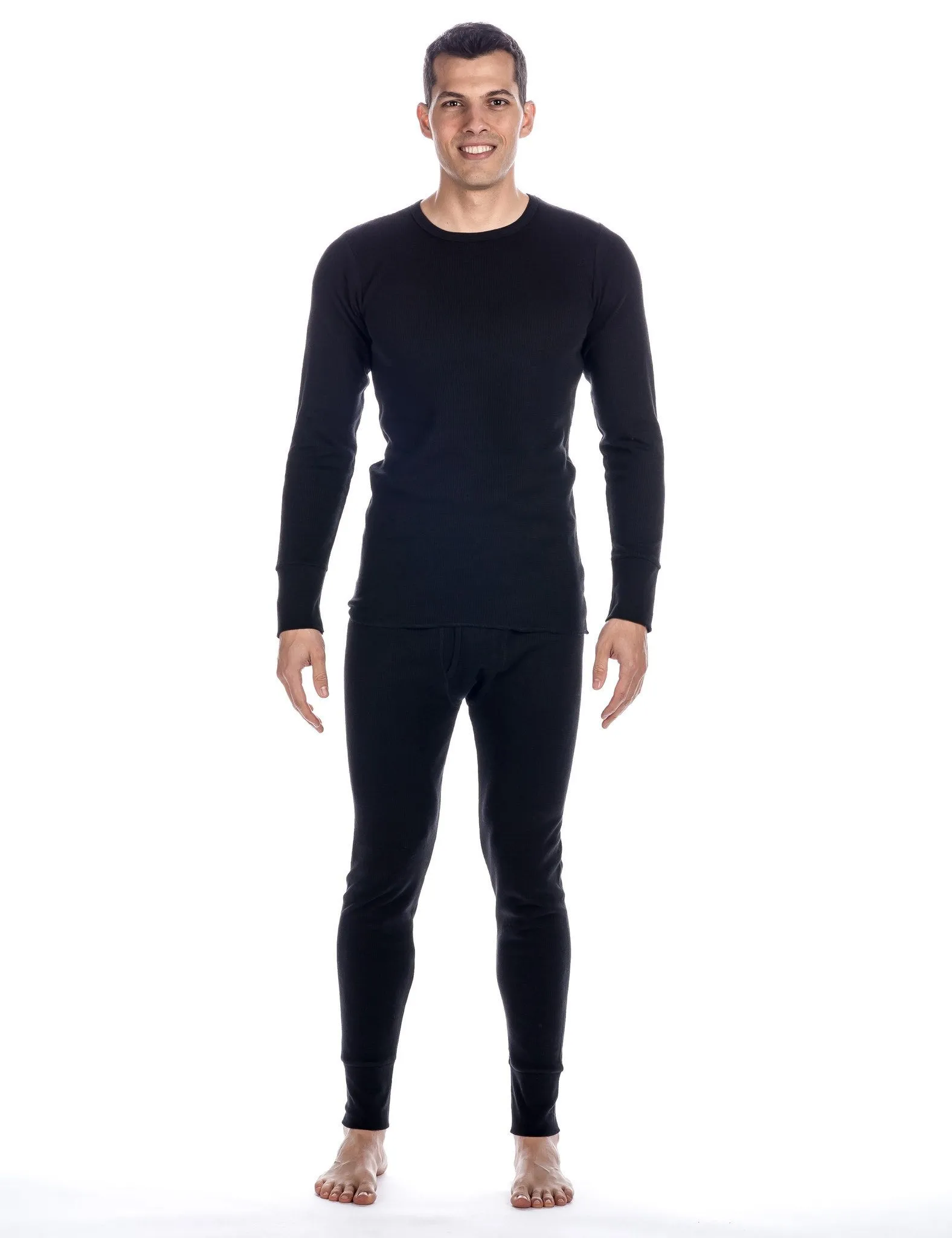 Men's Classic Waffle Knit Thermal Top and Bottom Set