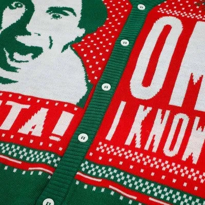 Men's Elf "Santa! OMG! I know him!" Christmas Cardigan