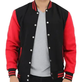 Men's Red and Black Baseball Varsity Jacket