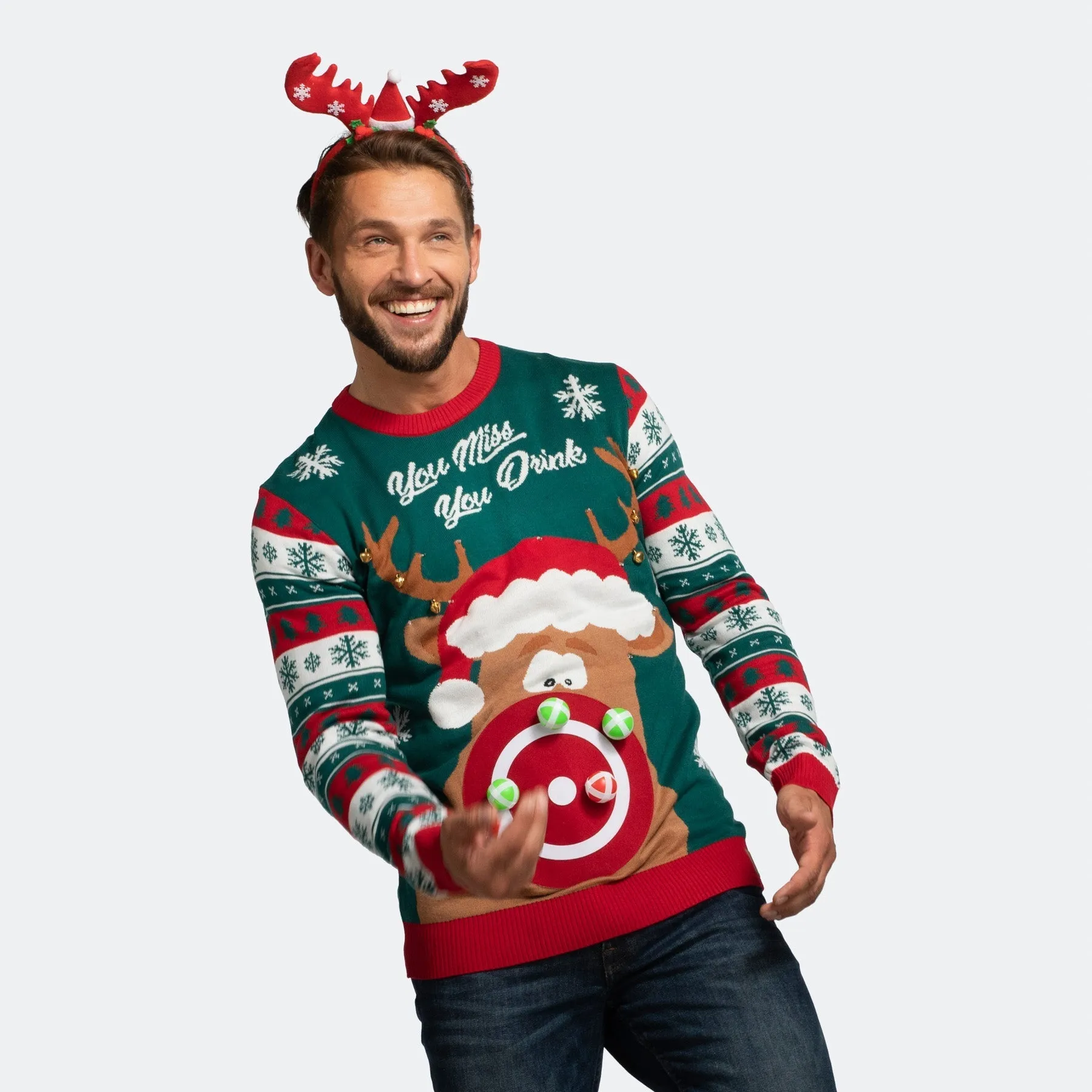 Men’s You Miss, You Drink! Christmas Jumper